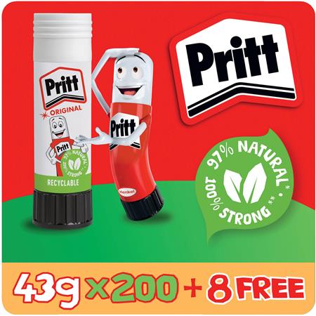 product image:43g Pritt Value 200 Pack + 8pk 43g Free